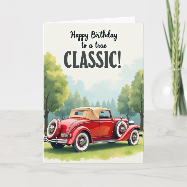Carte d'anniversaire de voiture chromée (Devant)