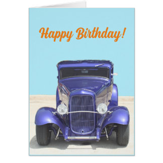 Carte d'anniversaire de voiture classique pour les