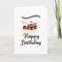 Carte d'anniversaire de voiture de course