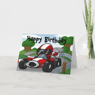 Carte d'anniversaire de voiture de course