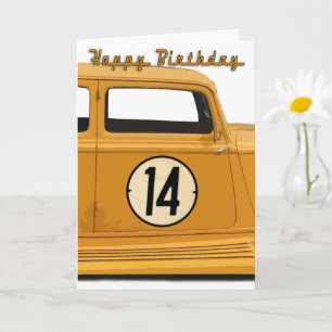 Carte d'anniversaire de voiture de course pour 14