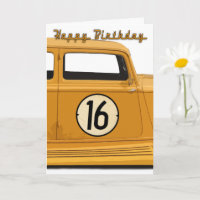 Carte d'anniversaire de voiture de course pour 16