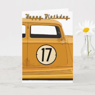 Carte d'anniversaire de voiture de course pour 17 