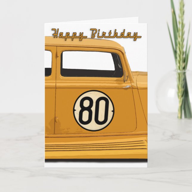 Carte d'anniversaire de voiture de course pour 80  (Devant)
