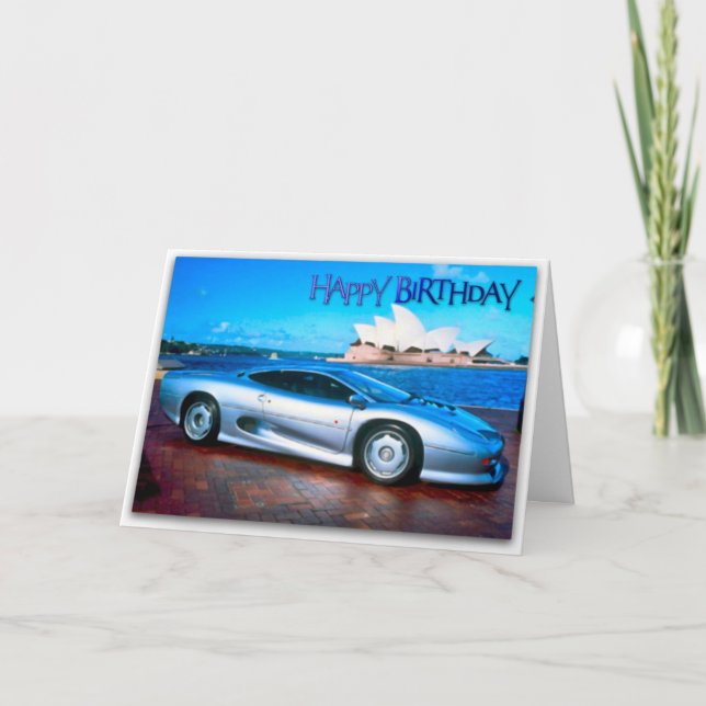 Carte d'anniversaire de voiture de sport amusant (Devant)