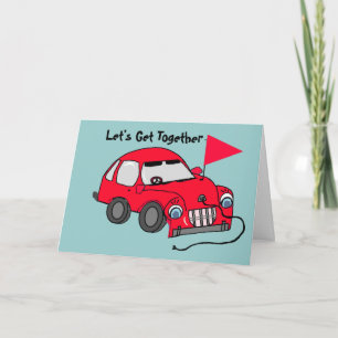 Carte d'anniversaire de voiture électrique rouge