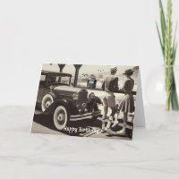 Carte d'anniversaire de voyage en voiture de style