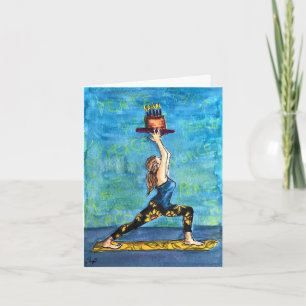 Carte d'anniversaire de yoga avec un jeu de mots a