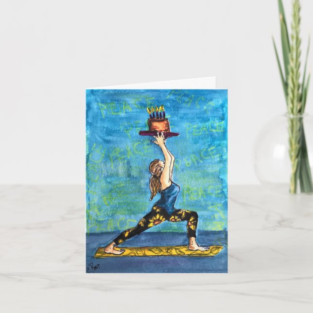 Carte d'anniversaire de yoga avec un jeu de mots d (Devant)