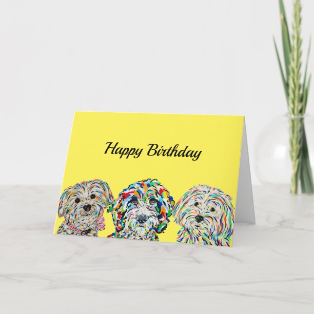 Carte d'anniversaire de Yorkie Bichon Sheepadoodle (Devant)