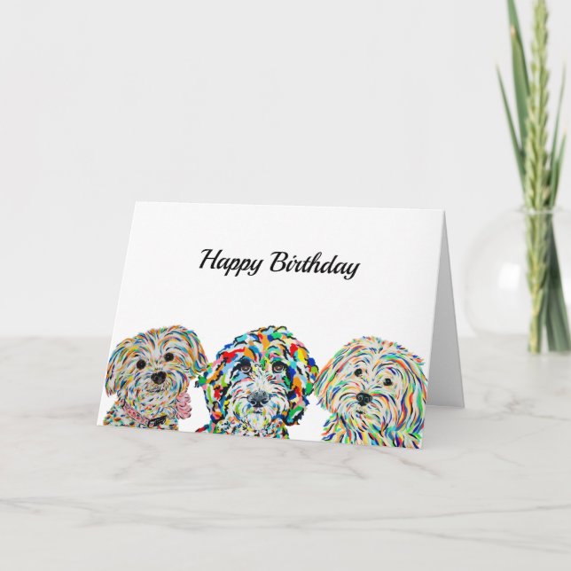 Carte d'anniversaire de Yorkie Bichon Sheepadoodle (Devant)
