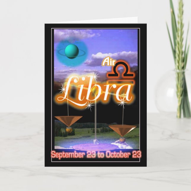 Carte d'anniversaire de zodiaque de Balance (Devant)