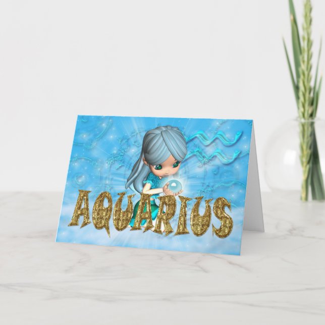 Carte d'anniversaire de zodiaque de Verseau avec (Devant)