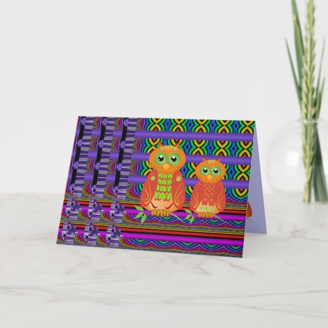 Carte d'anniversaire décorative avec hibou (Devant)