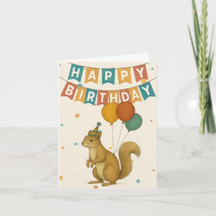 Carte d'anniversaire d'écureuil - animal de fête