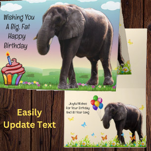 Carte d'anniversaire d'éléphant amusant