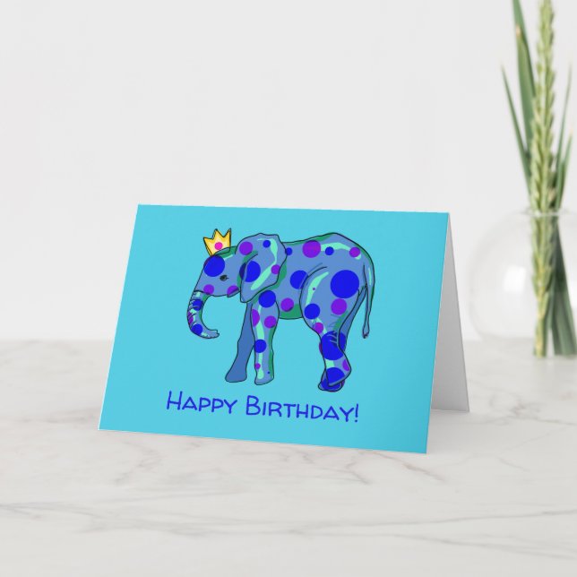 Carte d'anniversaire d'éléphant amusant (Devant)
