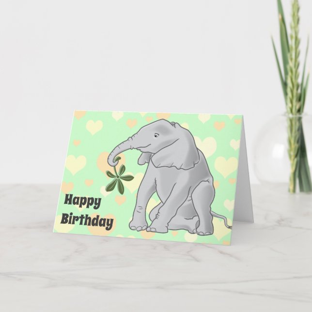 Carte d'anniversaire d'éléphant de bébé (Devant)