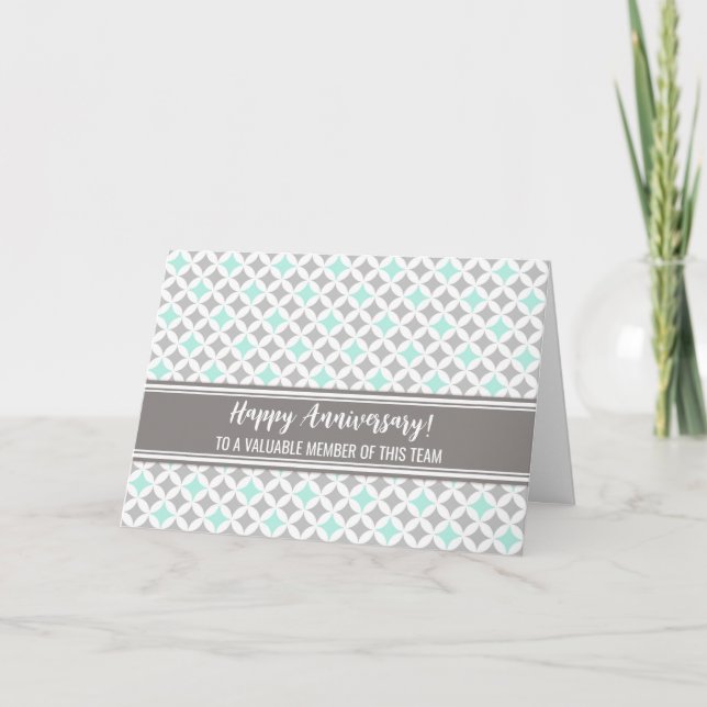 Carte d'anniversaire d'employé Blue Grey Circles (Devant)