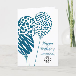 Carte d'anniversaire d'entreprise Ballons Bleu sar