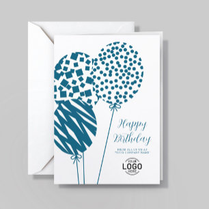Carte d'anniversaire d'entreprise Ballons Bleu sar