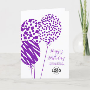 Carte d'anniversaire d'entreprise Ballons Violet B