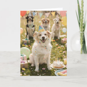 Carte d'anniversaire d'entreprise Chien Mignon Log