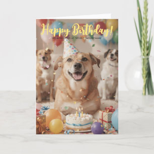 Carte d'anniversaire d'entreprise Chien Mignon Log