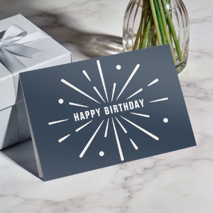 Carte d'anniversaire d'entreprise simple bleu pous