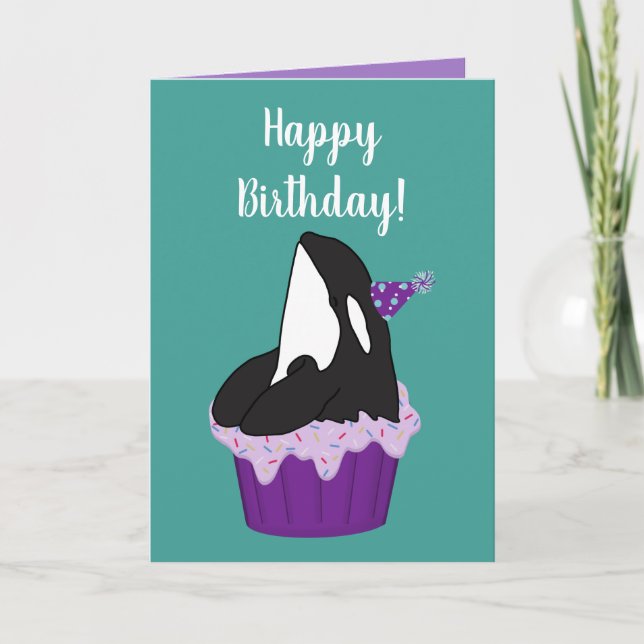 Carte d'anniversaire d'épaulard orque personnalisa (Devant)
