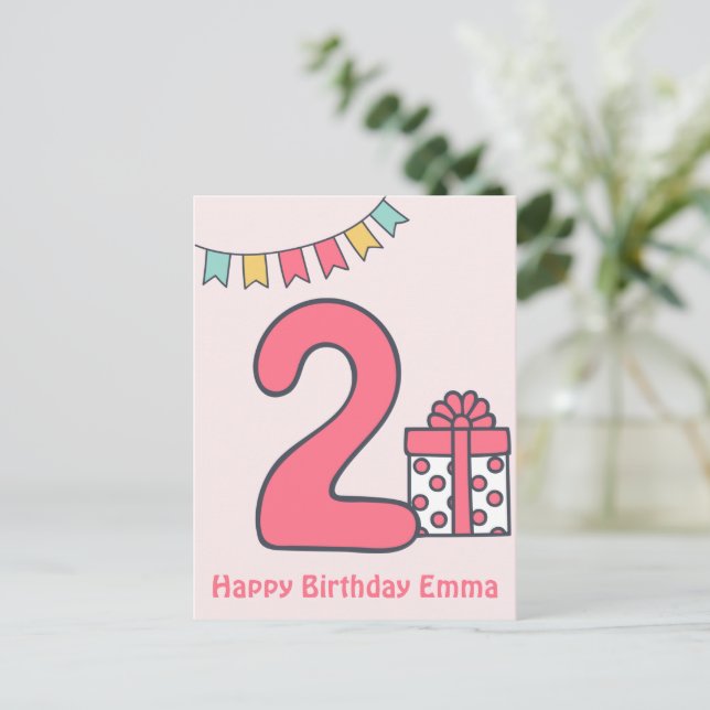 Carte d'anniversaire des 2 ans de jolis petits enf (Debout devant)