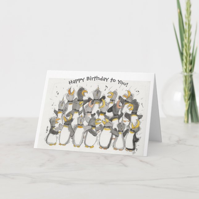 Carte d'anniversaire des amateurs de pingouins (Devant)