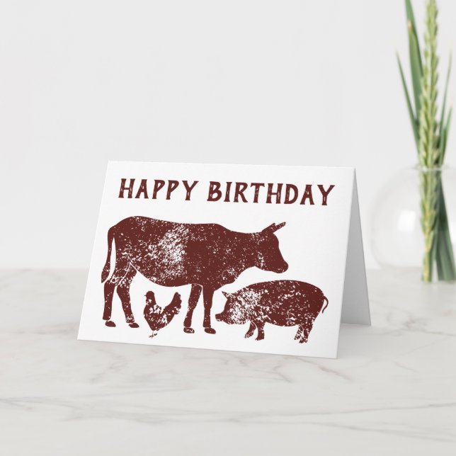 Carte d'anniversaire des animaux de ferme pour les (Devant)