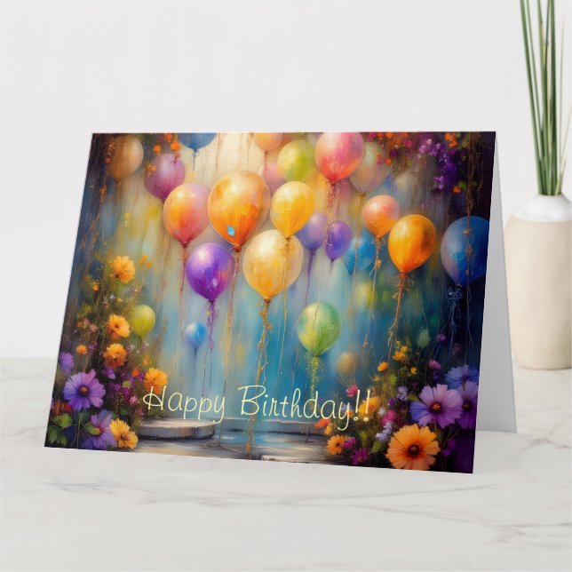 Carte d'anniversaire des ballons (Devant)