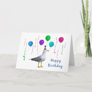 Carte d'anniversaire des ballons de mouettes