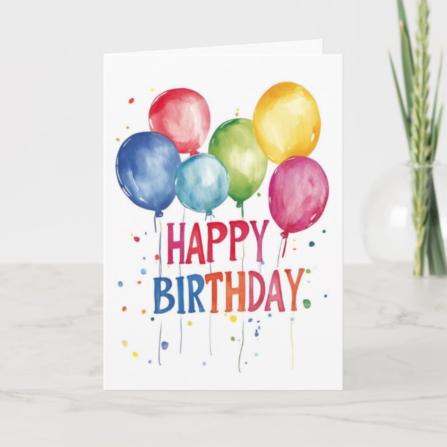 Carte d'anniversaire des ballons et des points (Devant)