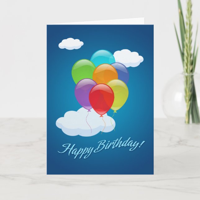 Carte d'anniversaire des ballons volants (Devant)