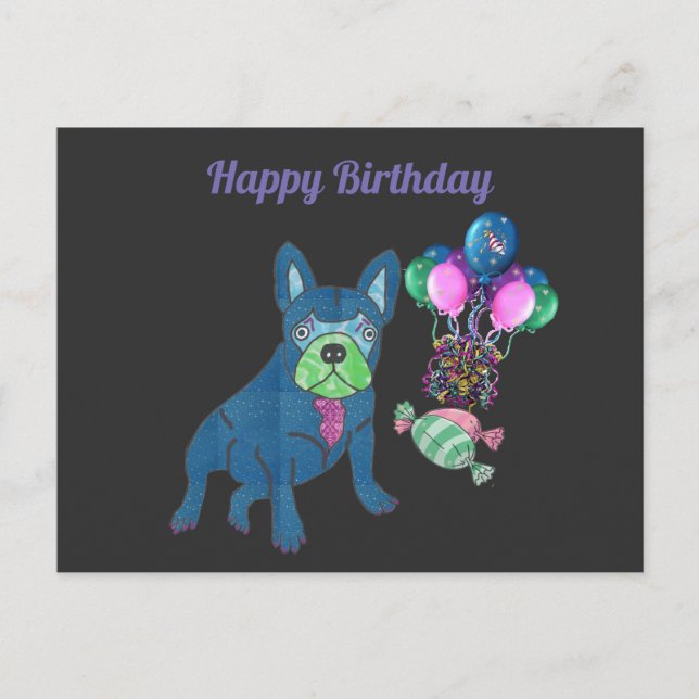 Carte d'anniversaire des bulldogs français (Devant)