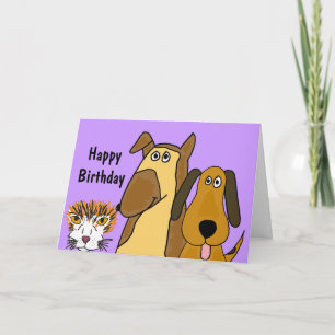 Carte d'anniversaire des chats AF et des chiens