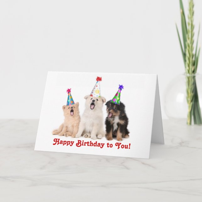 Carte d'anniversaire des Chiots chanteurs (Devant)