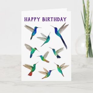 Carte d'anniversaire des colibris tropicaux