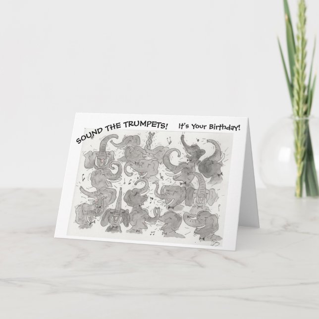Carte d'anniversaire des éléphants de musique (Devant)