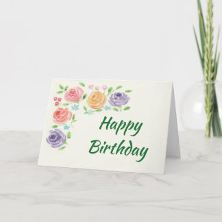 Carte d'anniversaire des fleurs d'aquarelle (grand
