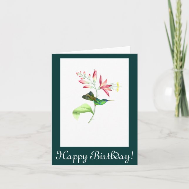 Carte d'anniversaire des fleurs de colibris (Devant)