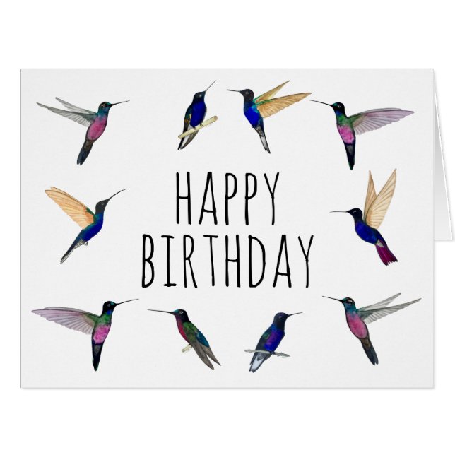 Carte d'anniversaire des grands colibris tropicaux (Devant horizontal)