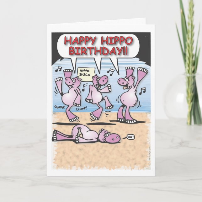Carte d'anniversaire des hippopotames en état d'éb (Devant)