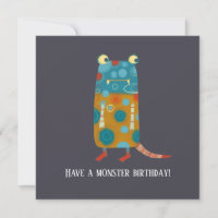 Carte d'anniversaire des monstres amusants