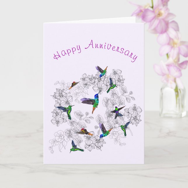 Carte d'anniversaire des oiseaux de printemps (Orchidée)