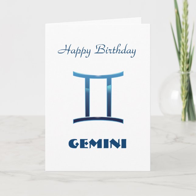 Carte d'anniversaire des panneaux Zodiac Gemini bl (Devant)