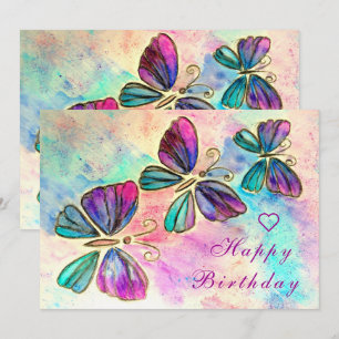 Carte d'anniversaire des papillons Watercolor